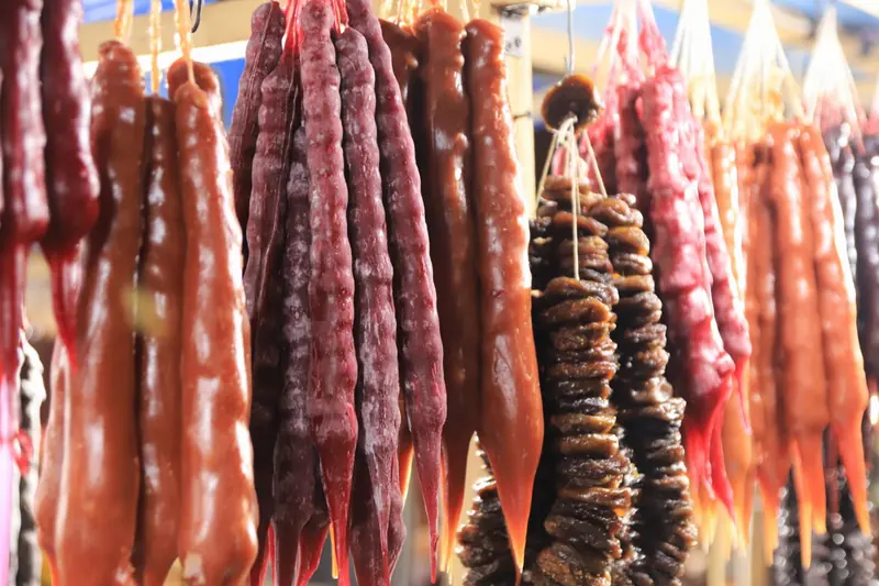 Churchkhela hanging at a market stall
